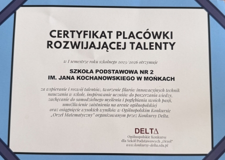 Wyniki Konkursu Ogólnopolskiego „Orzeł Matematyczny”