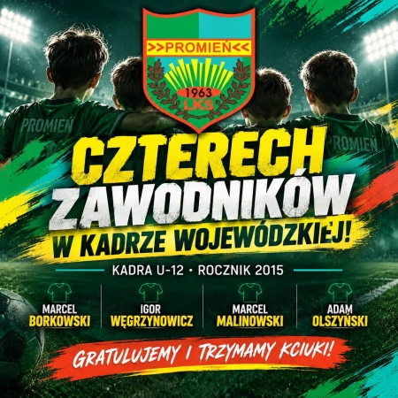 Wielki sukces naszych uczniów! Powołania do Kadry Wojewódzkiej U-12